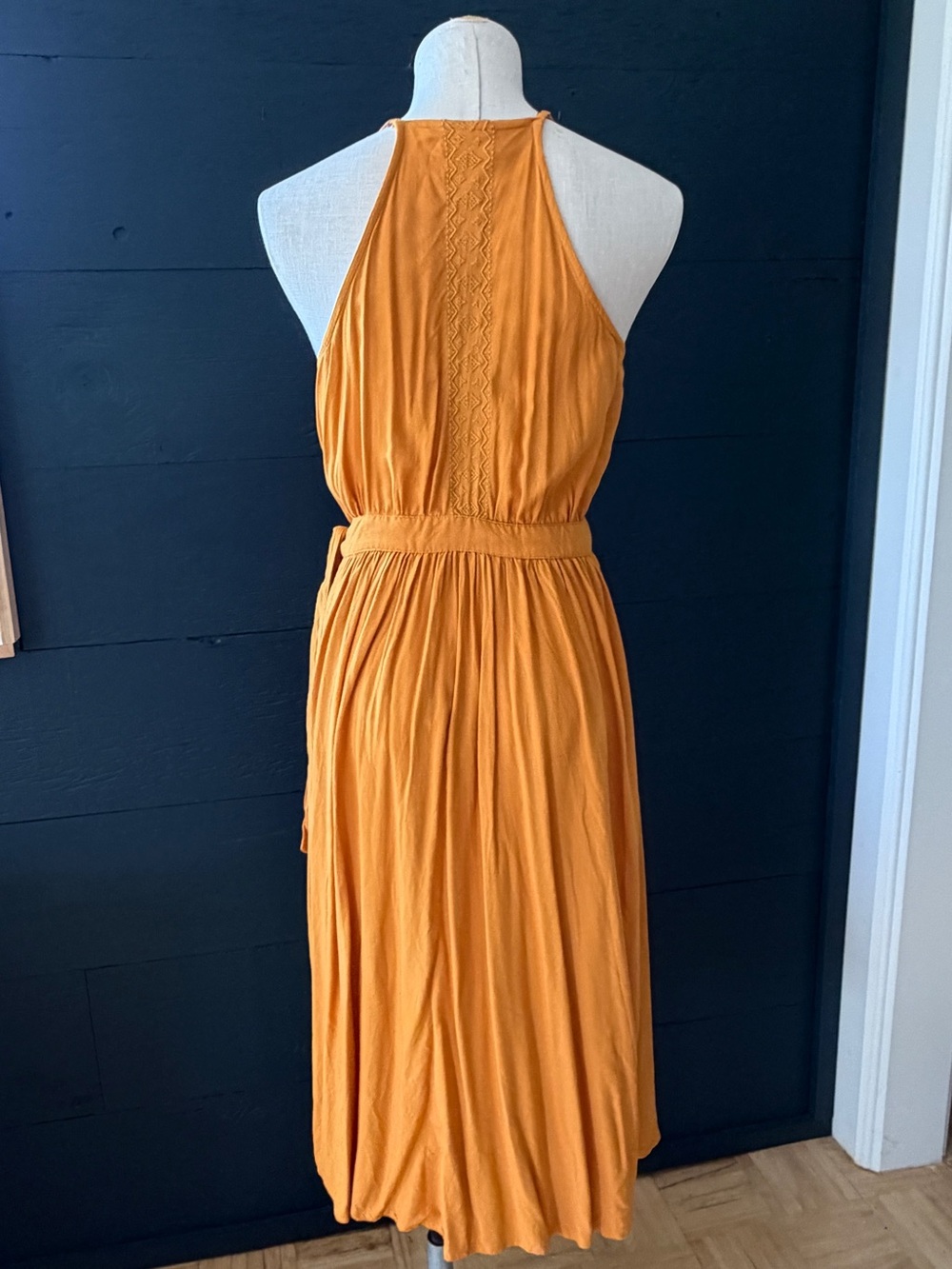 Roxy Rooftop Sunrise Yellow Halter Midi Dress with Ruffles Size M - Picture 7 of 15